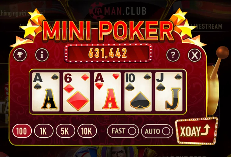 Minigame Mini Poker Tại ManClub Sân Chơi Đấu Trí Đẳng Cấp Cho Các Cao Thủ